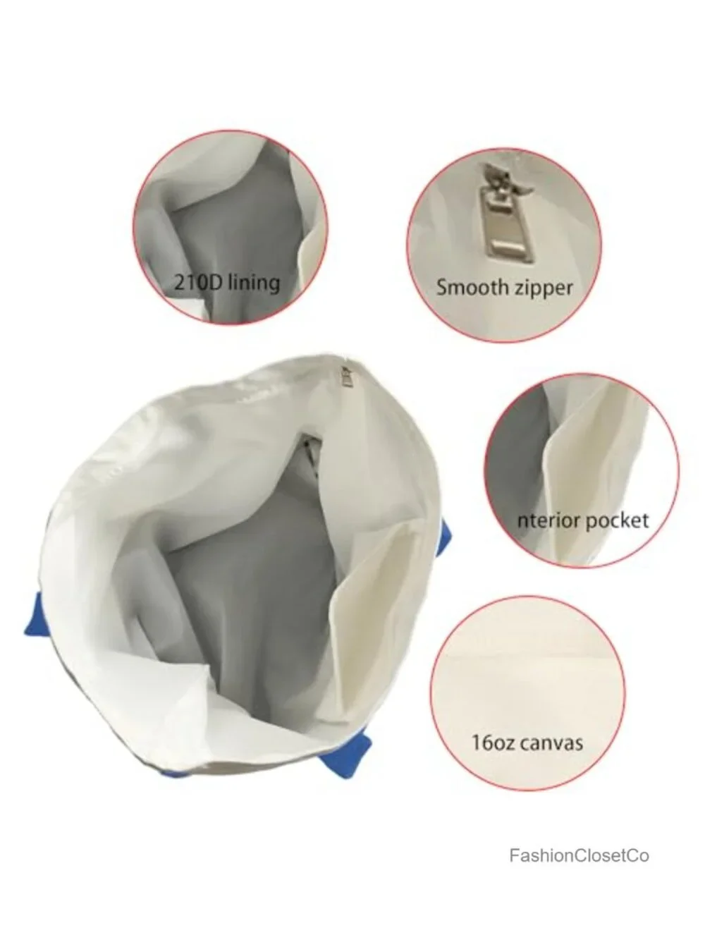 Extra Large Canvas Tote Bag with External Pocket, Reusable Grocery Shopping